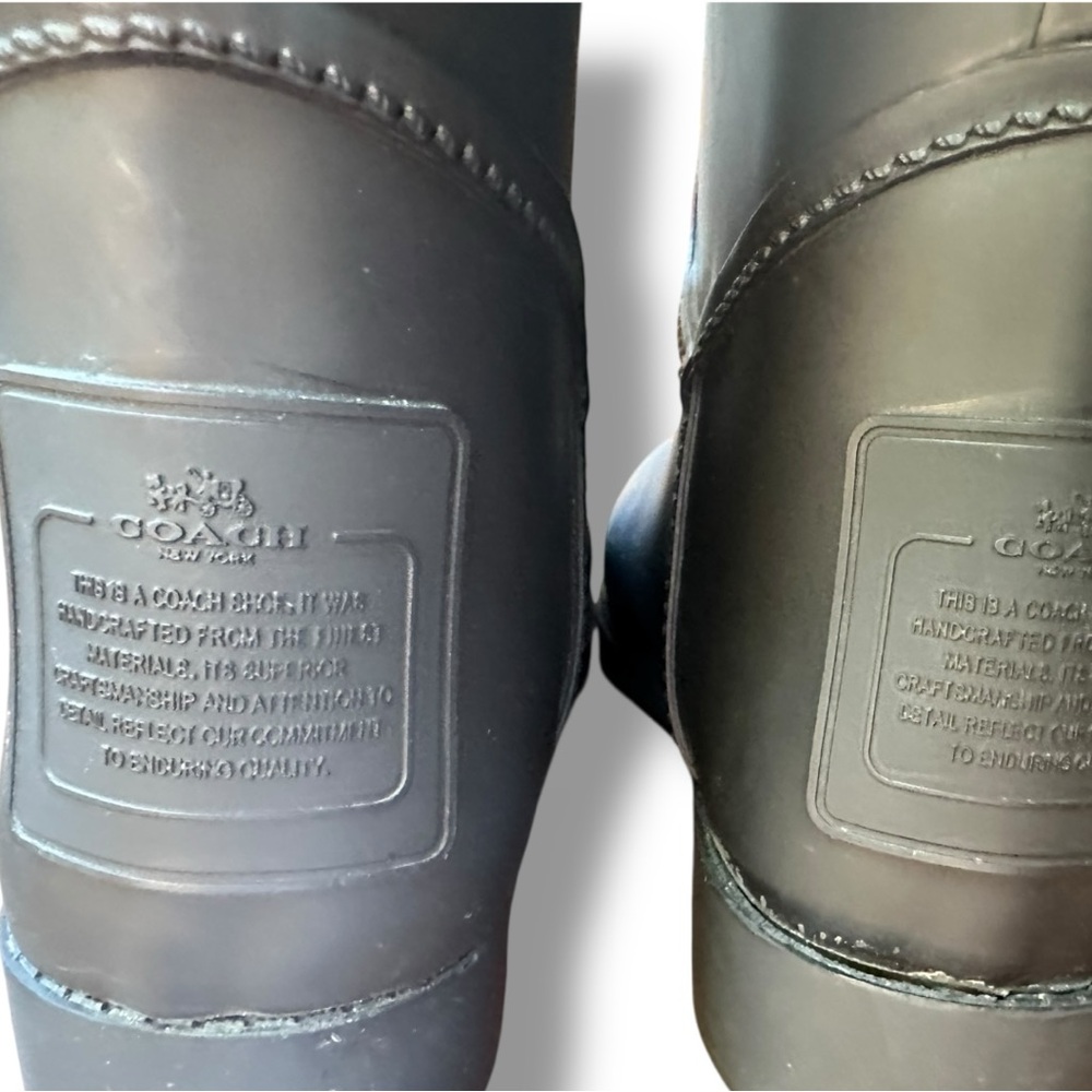 Coach Tristee Matte Black Lace-Up Knee-High Rain Boots | Women’s Size 9 - Picture 12 of 14